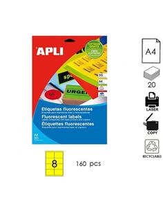 ETIQUETA APLI LC A4 99,1x67,7mm 20H AMARILLO FLUOR