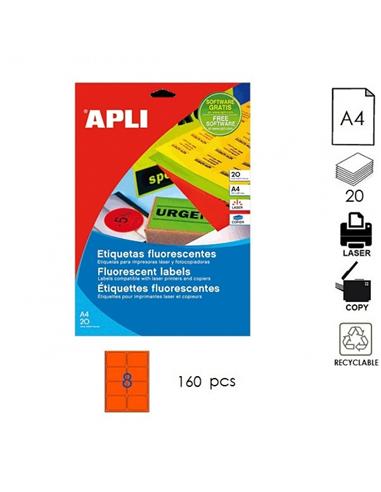 ETIQUETA APLI LC A4 99.1x67,7mm 20H NARANJA FLUOR