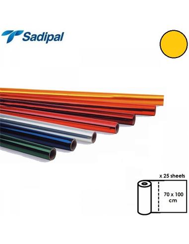 ROLLO PAPEL CELOFAN 25 HOJAS 70x100cm AMARILLO