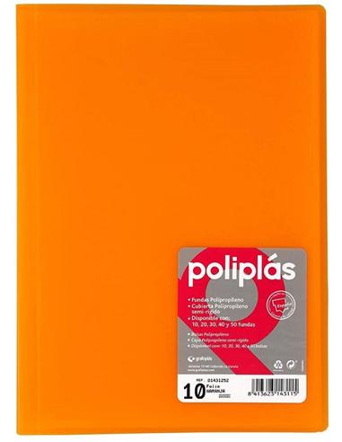 CARPETA CON FUNDAS GRAFOPLAS 10F T.F. NARANJA