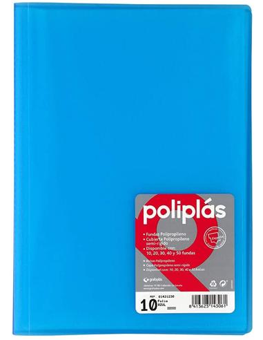 CARPETA CON FUNDAS GRAFOPLAS 10F T.F. AZUL
