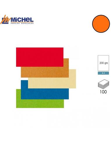CARTULINA MICHEL A4 200g 100H NARANJA INTENSO