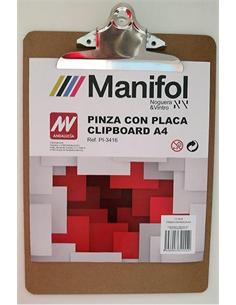 TABLERO CON PINZA A4 MANIFOL MADERA NATURAL