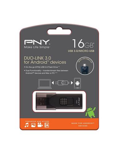 PEN-DRIVE PNY DUO-LINK 16 GB USB 3.0 NEGRO