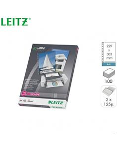 FUNDA PLASTIFICAR LEITZ A4 MULTITALADRO 125 MICRAS