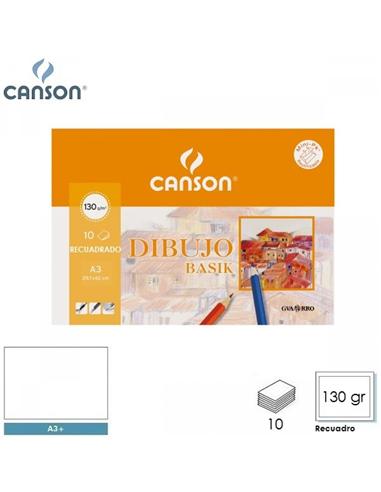 LAMINA DIBUJO CANSON A3+ 130gr RECUADRO 10H