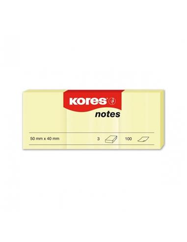 NOTA ADHESIVA GRAFOPLAS/KORES 50X40 MM AMARILLA 3u