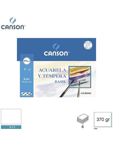 LAMINA ACUARELA TEMPERA CANSON A4+ 370gr 6H