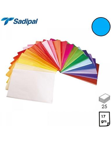 PAPEL SEDA SADIPAL 51x76cm 25 HOJAS AZUL PALIDO