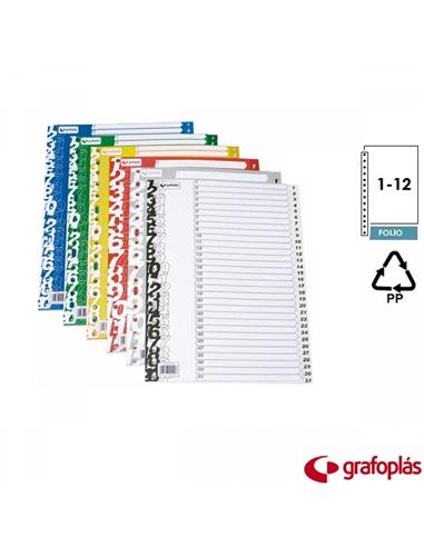 SEPARADOR GRAFOPLAS TF PP 1-12 BLANCO ECOLOGICO