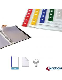 FUNDA EXTRAIBLE GRAFOPLAS A4 5uds BORDE AZUL