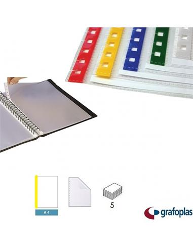 FUNDA EXTRAIBLE GRAFOPLAS A4 5uds BORDE AMARILLO