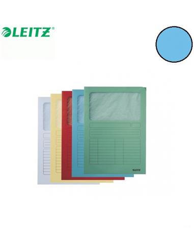 SUBCARPETA LEITZ A4 ELE CON VENTANA AZUL