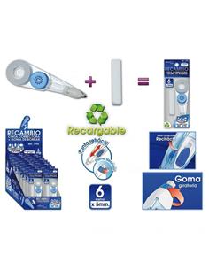 RECAMBIO CORRECTOR CINTA OFFICE-BOX 5mm + GOMA