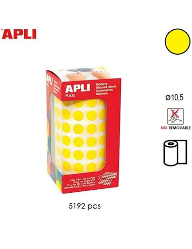 GOMETS ADHESIVO APLI CIRCULO 10,5mm AMARILLO