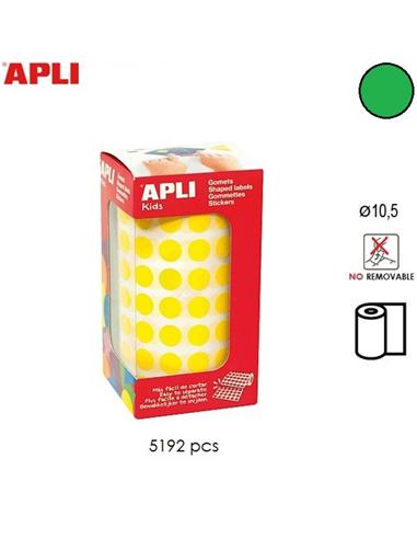 GOMETS ADHESIVO APLI CIRCULO 10,5mm VERDE
