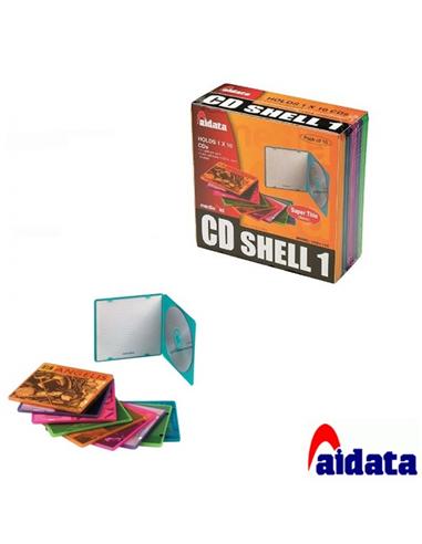 CAJA CD / DVD AIDATA SLIM  COLORES TRASLUCIDOS 10U