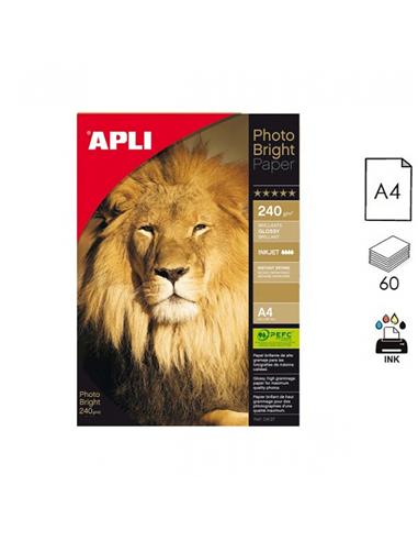 PAPEL APLI PHOTO BRIGHT INK A4 240GR 60H