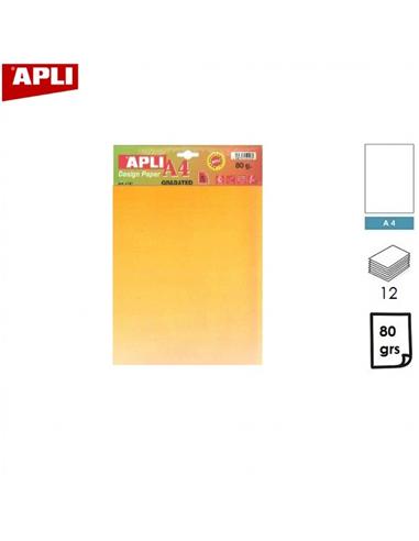 PAPEL APLI GRADATED A4 80GR 12H NARANJA