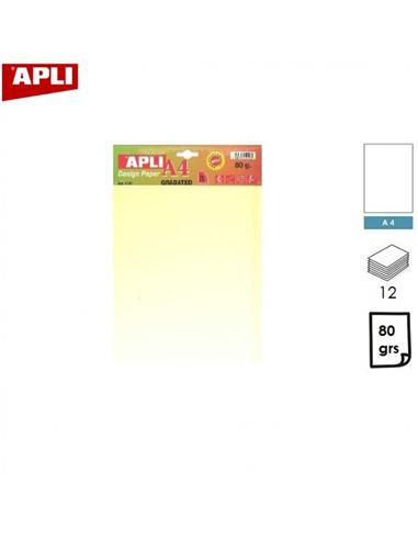 PAPEL APLI GRADATED A4 80GR 12H AMARILLO