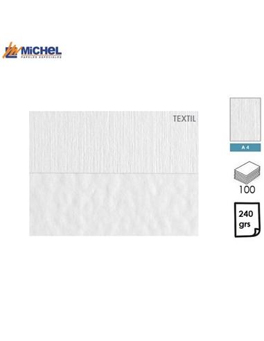 PAPEL MICHEL OPALINA TELA A4 240GR 100H BLANCO