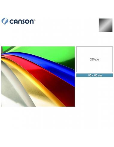 CARTULINA CANSON 50x65 cm 280g METALIZADA PLATA