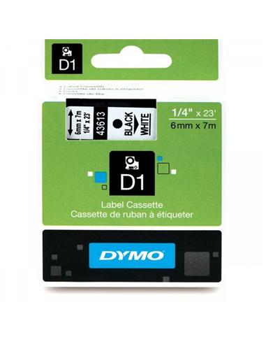 CINTA ROTULADORA DYMO D1 6mm x 7m BLANCA/NEGRA