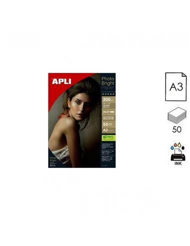 PAPEL APLI PHOTO BRIGHT INK A3 200GR 50H