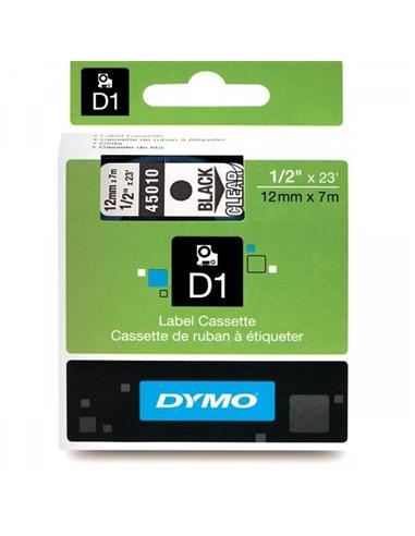 CINTA ROTULADORA DYMO D1 12mm x 7m TRANSP./NEGRA