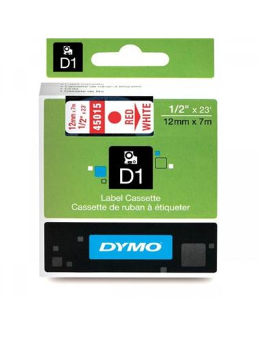 CINTA ROTULADORA DYMO D1 12mm x 7m BLANCA/ROJA