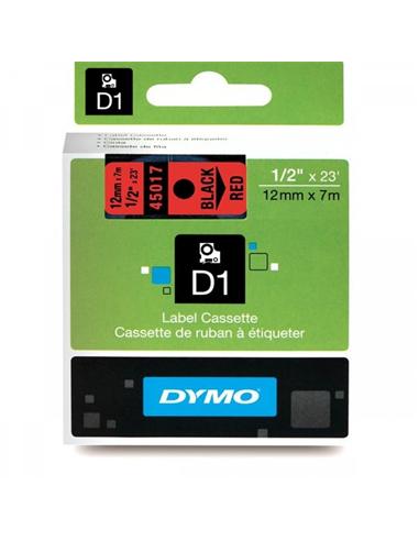 CINTA ROTULADORA DYMO D1 12mm x 7m ROJA/NEGRA