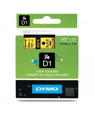 CINTA ROTULADORA DYMO D1 12mm x 7m AMARILLA/NEGRA