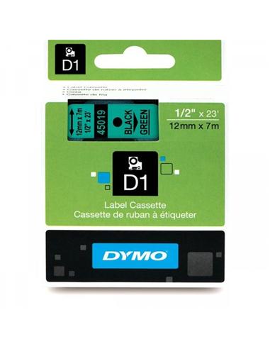 CINTA ROTULADORA DYMO D1 12mm x 7m VERDE/NEGRA