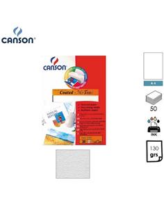 PAPEL CANSON LEATHER COUCHE A4 130GR 50H BLANCO