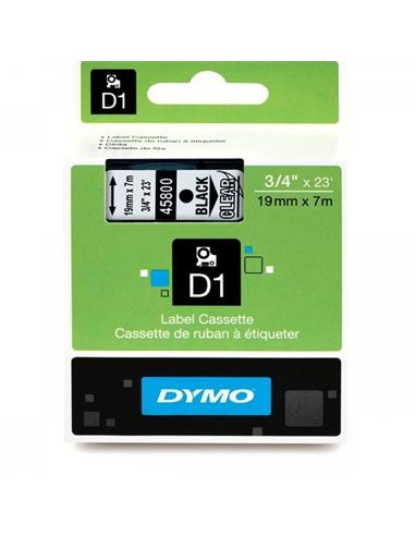 CINTA ROTULADORA DYMO D1 19mm x 7m TRANSP./NEGRA
