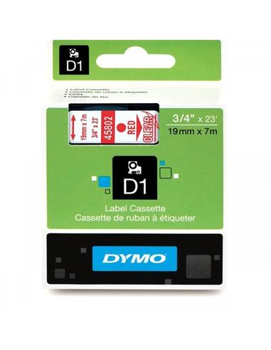 CINTA ROTULADORA DYMO D1 19mm x 7m TRANSP./ROJA