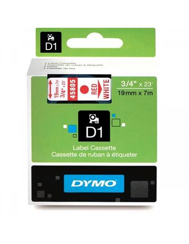 CINTA ROTULADORA DYMO D1 19mm x 7m BLANCA/ROJA