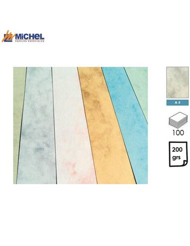 PAPEL MICHEL MARMOLEADO A4 200GR 100H GRIS