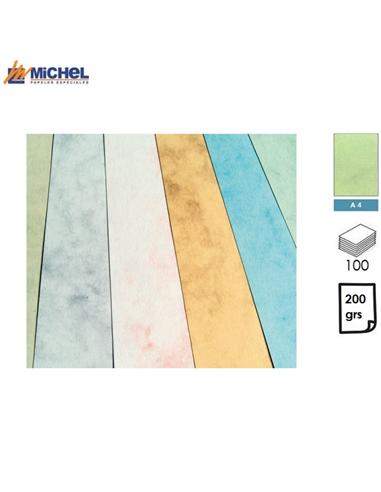 PAPEL MICHEL MARMOLEADO A4 200GR 100H VERDE