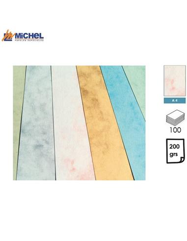 PAPEL MICHEL MARMOLEADO A4 200GR 100H ROSA