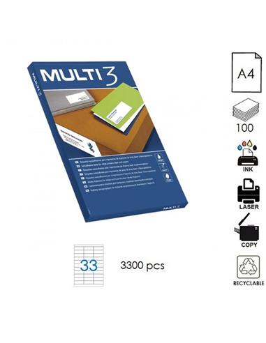 ETIQUETA MULTI3 ILC A4 70x25,4mm 100H BLANCO