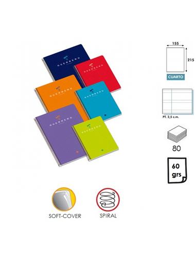 LIBRETA ESPIRAL UNI GUERRERO TC 2 RAYAS 2,5mm  80H