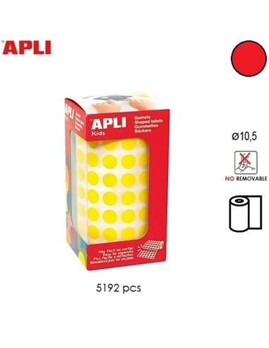 GOMETS ADHESIVO APLI CIRCULO 10,5mm ROJO