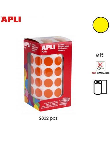 GOMETS ADHESIVO APLI CIRCULO 15mm AMARILLO