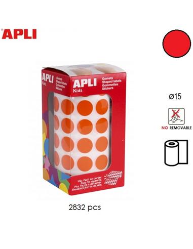 GOMETS ADHESIVO APLI CIRCULO 15mm ROJO