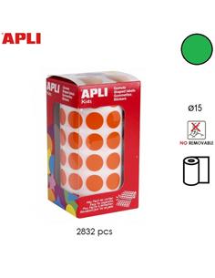 GOMETS ADHESIVO APLI CIRCULO 15mm VERDE