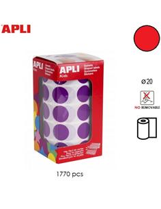 GOMETS ADHESIVO APLI CIRCULO 20mm ROJO