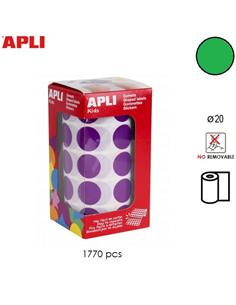 GOMETS ADHESIVO APLI CIRCULO 20mm VERDE