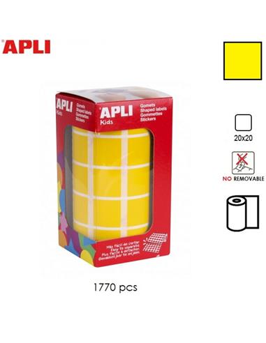 GOMETS ADHESIVO APLI CUADRADO 20x20mm AMARILLO