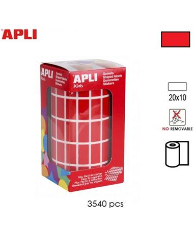 GOMETS ADHESIVO APLI RECTANGULO 20x10mm ROJO
